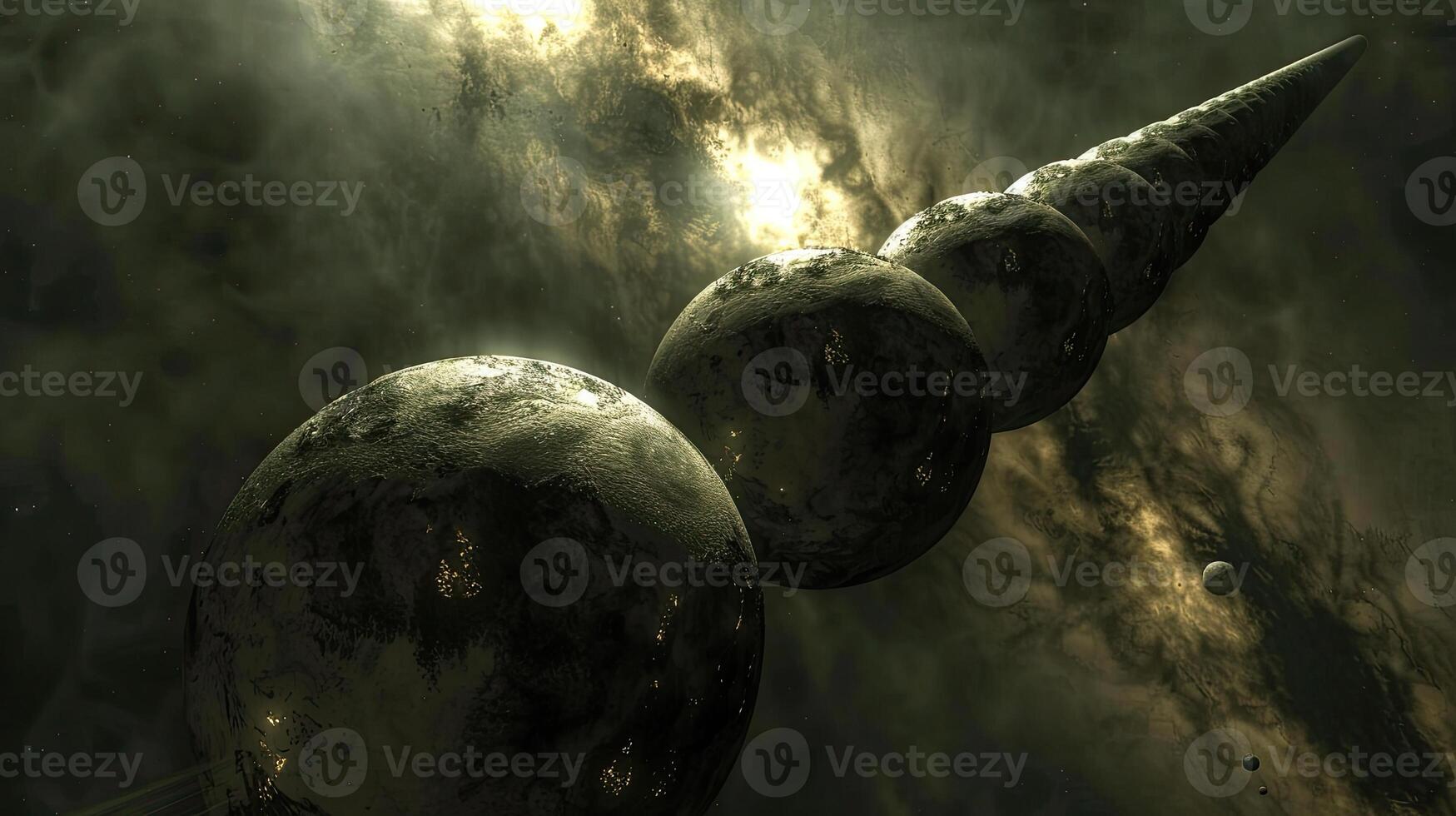 A group of three spheres in space photo