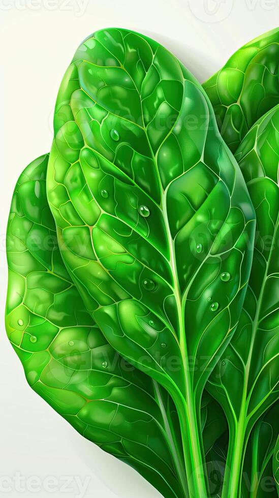 A bunch of spinach leaves on a white background photo