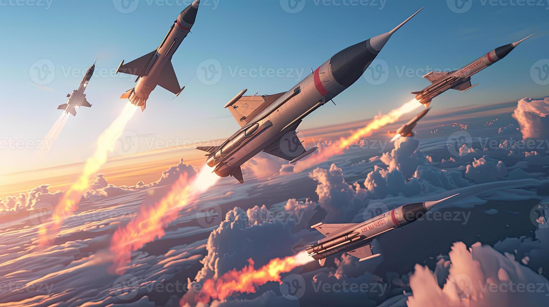 A group of jets flying in the sky photo