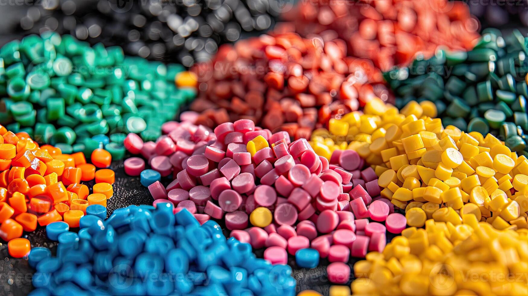 A pile of colorful colored plastic beads photo