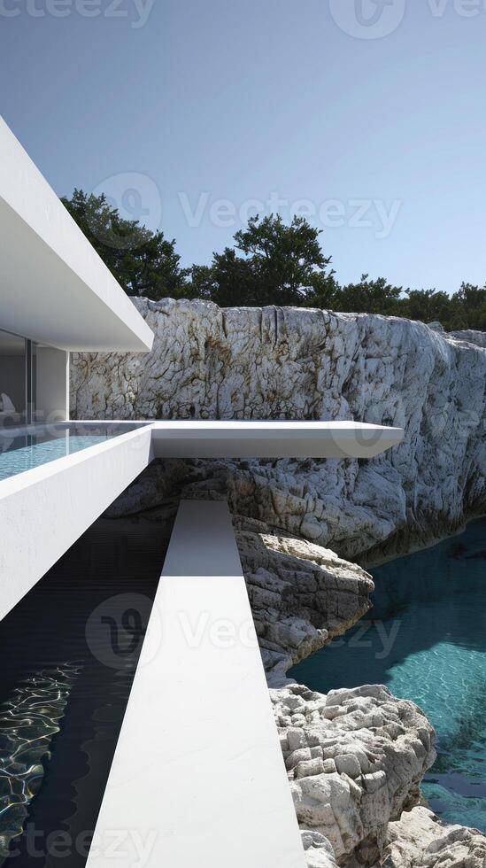 A modern house on the edge of a cliff photo