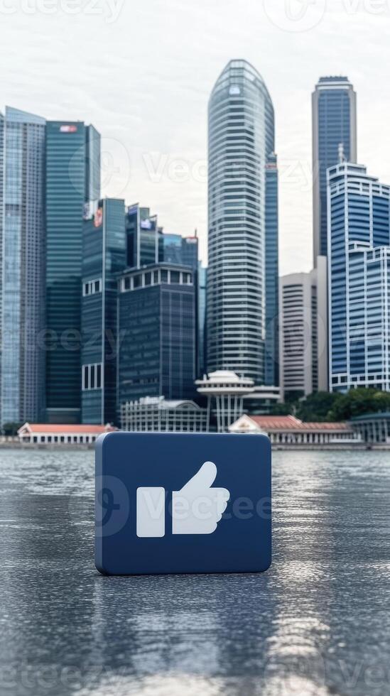 Singapore facebook like sign on the water photo