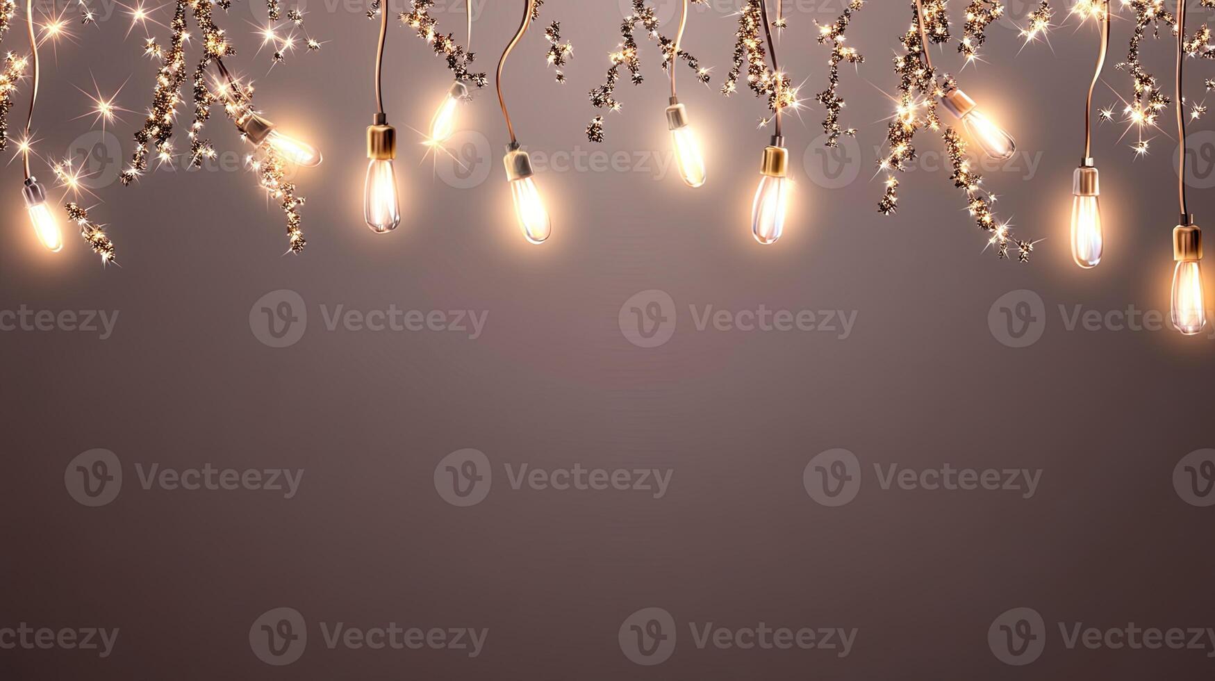 Christmas lights hanging from a branch photo