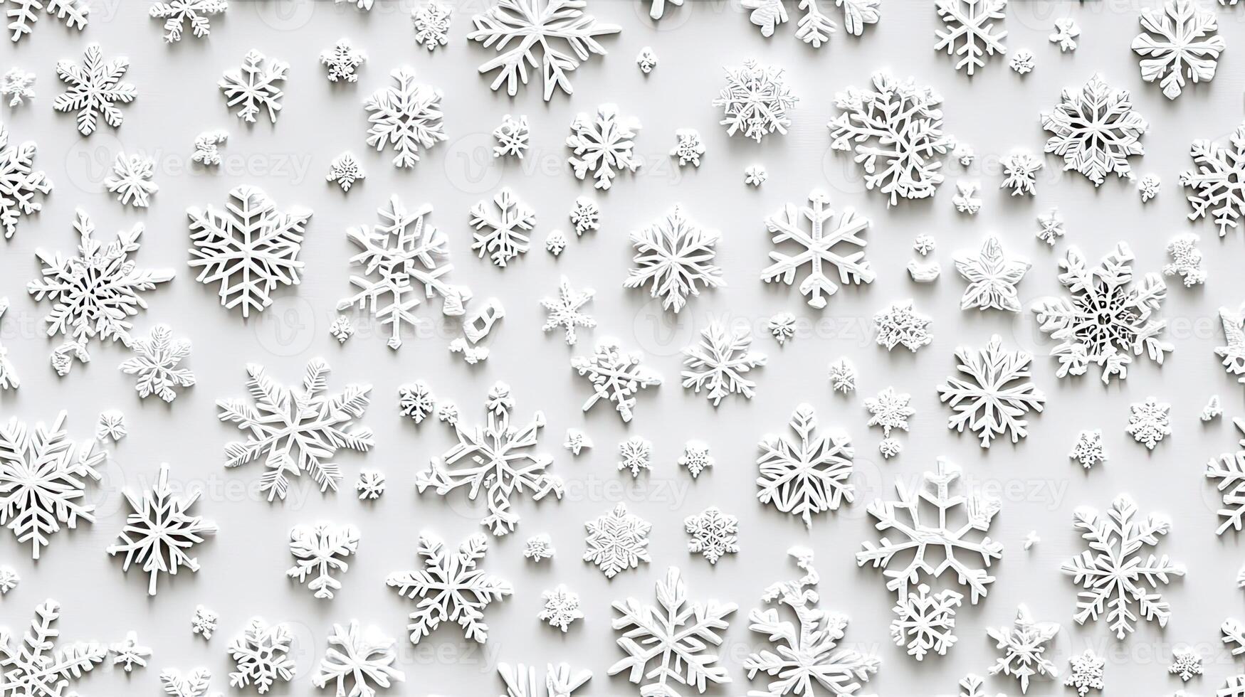 A large group of snowflakes on a white background photo