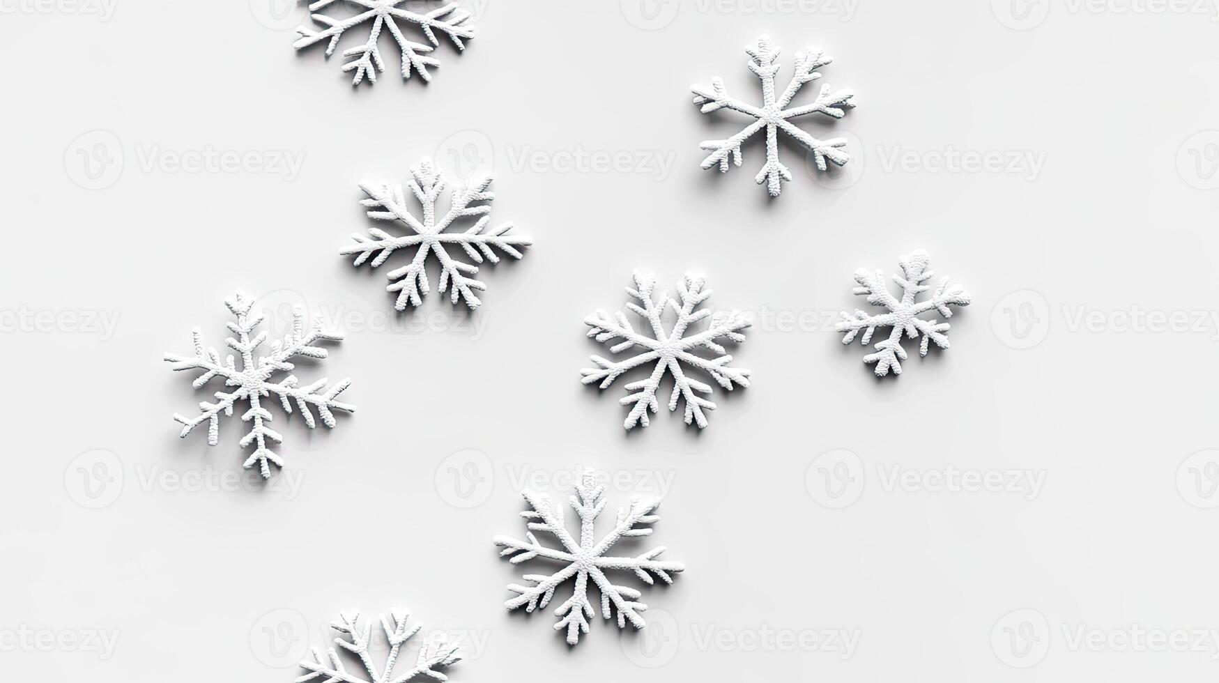 Snowflakes on white background 3d render photo