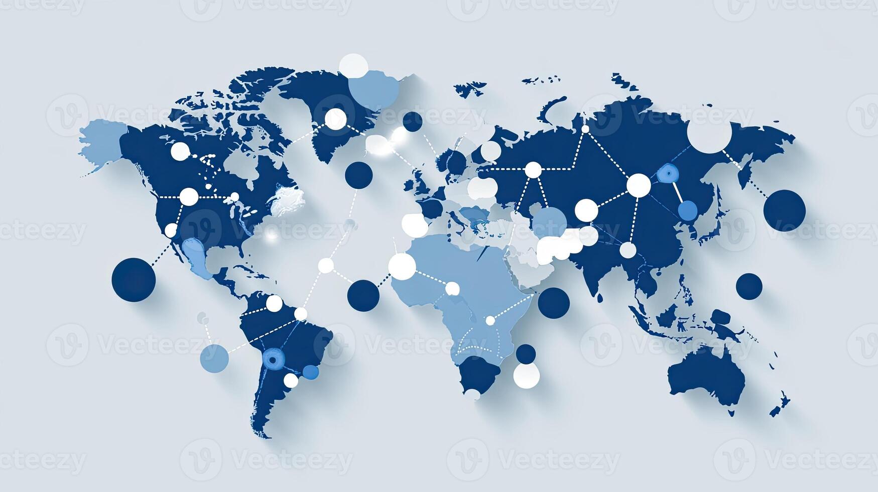 World map with blue dots photo