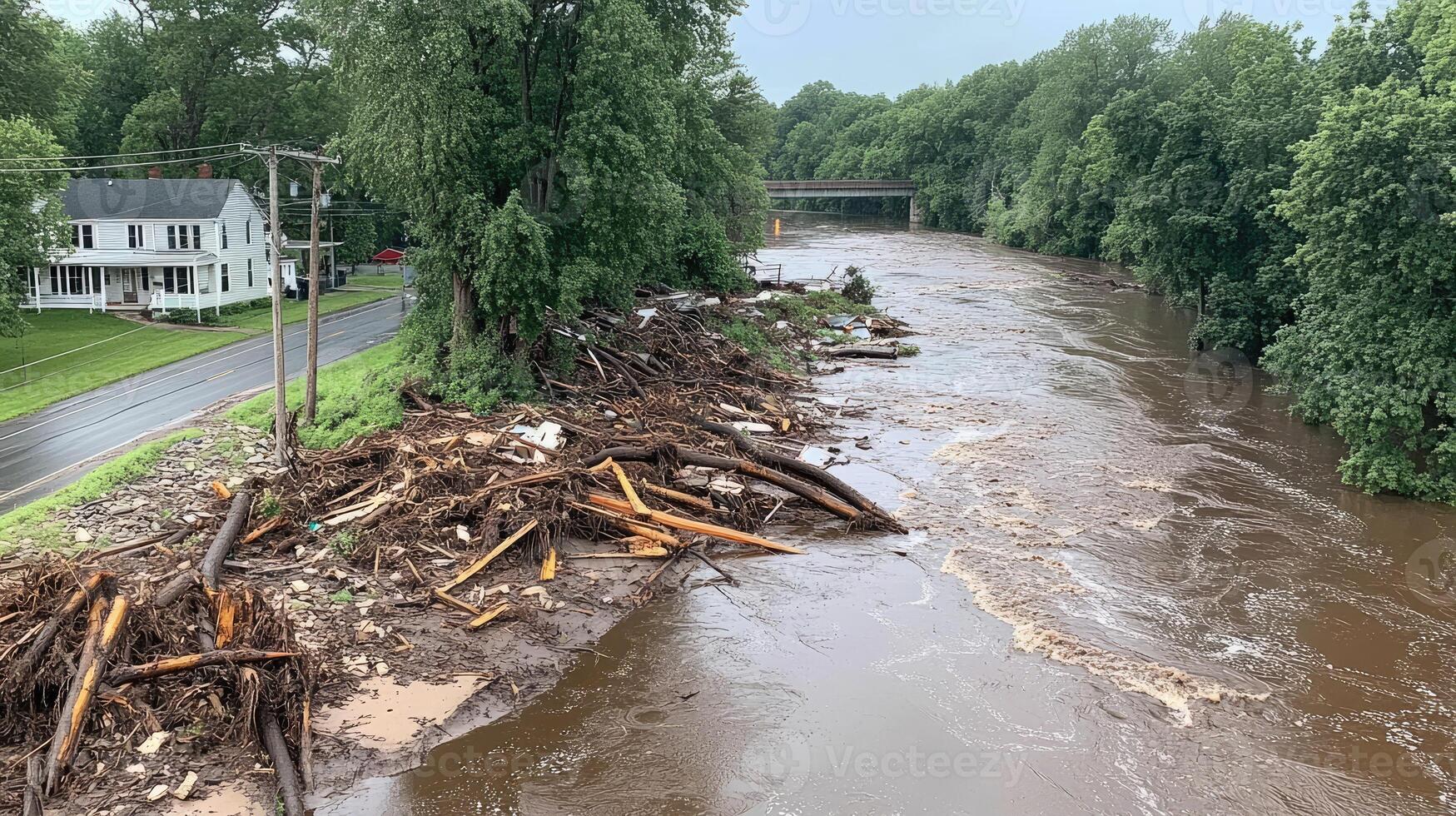 A river that is covered in debris and debris photo