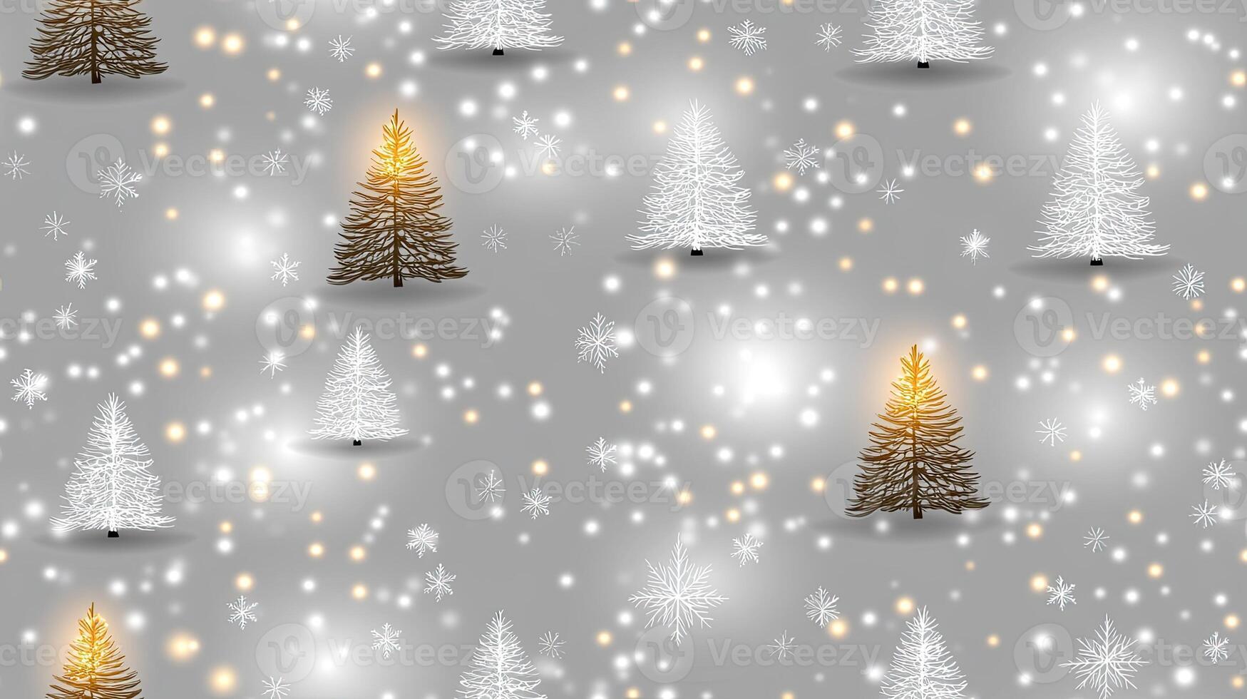 Christmas trees and snowflakes on a gray background photo
