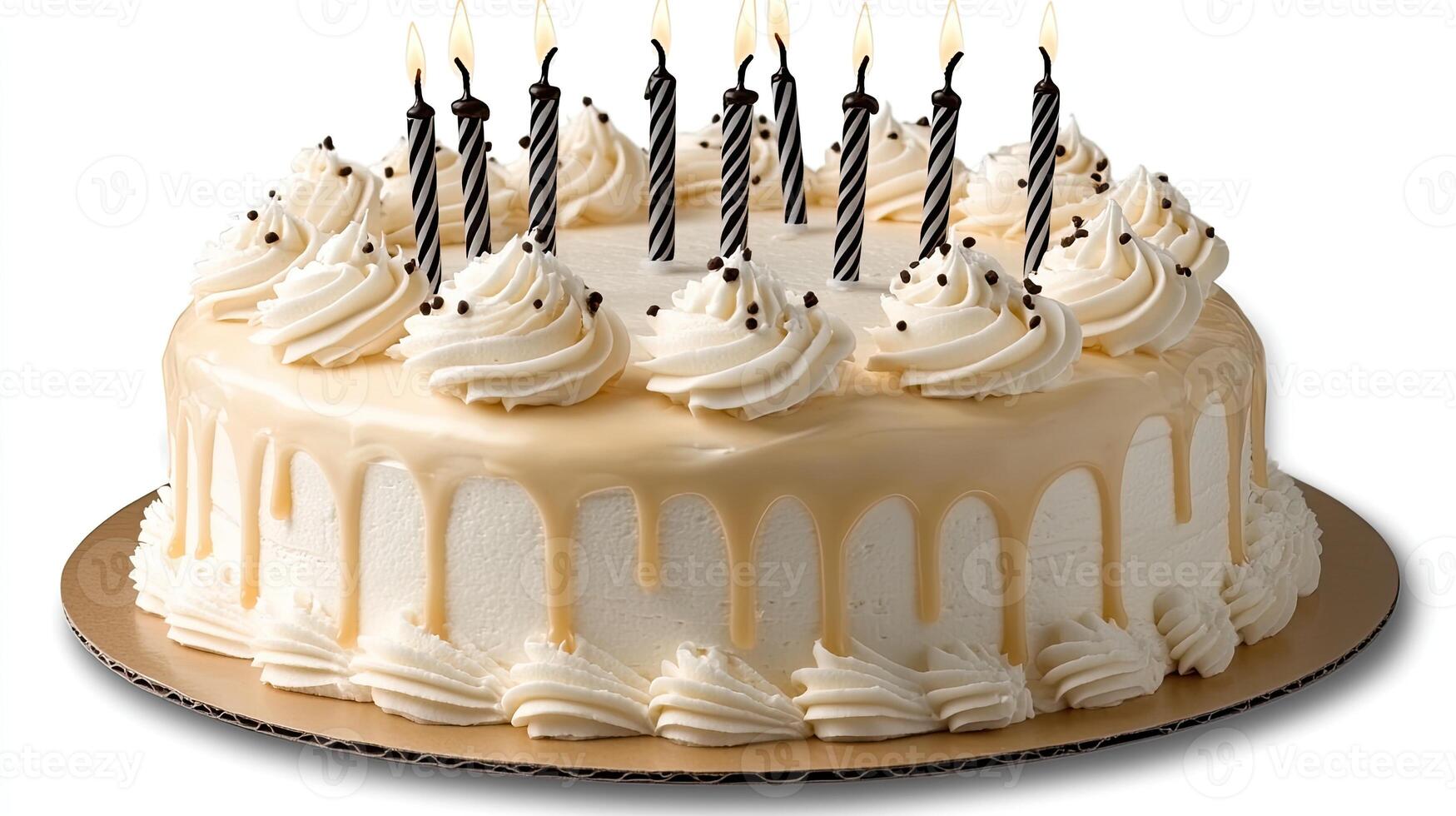 A cake with candles on top and frosting photo