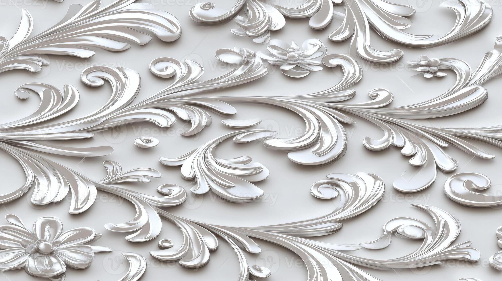 3d rendering of a white floral pattern photo