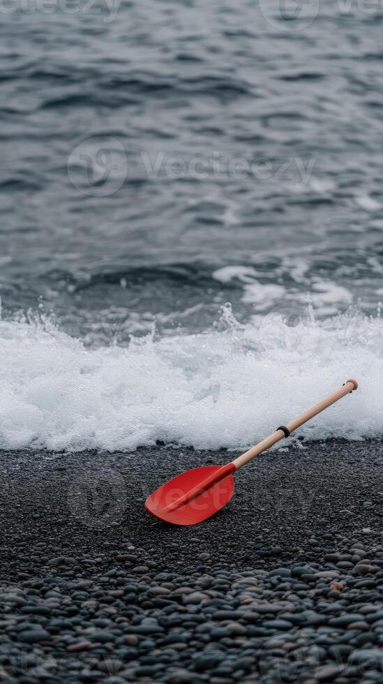 A red paddle on the beach photo