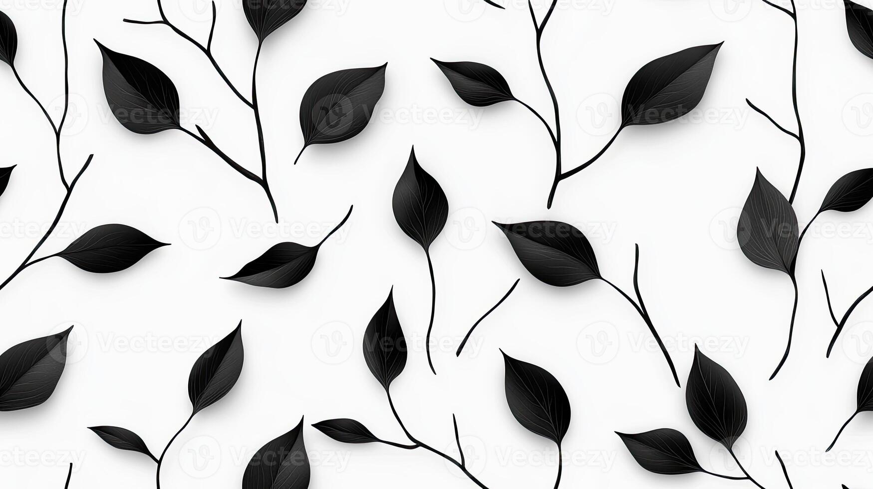 A black and white pattern with leaves photo