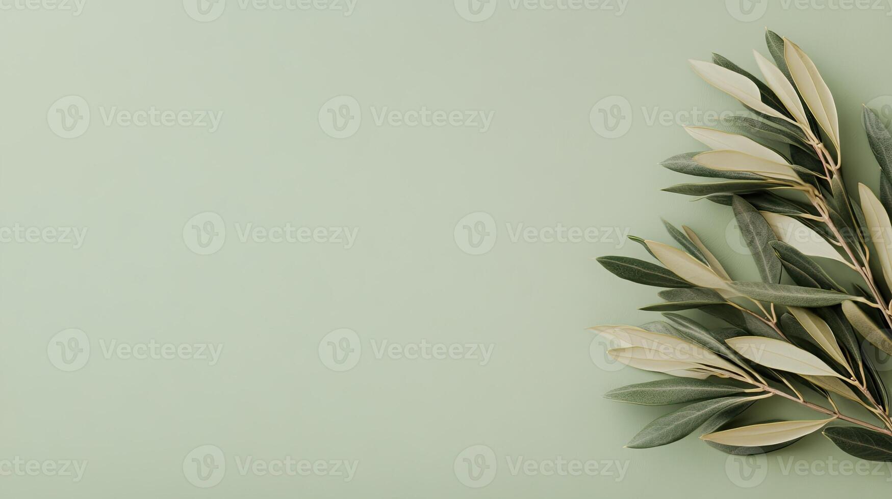 Olive branch on green background photo