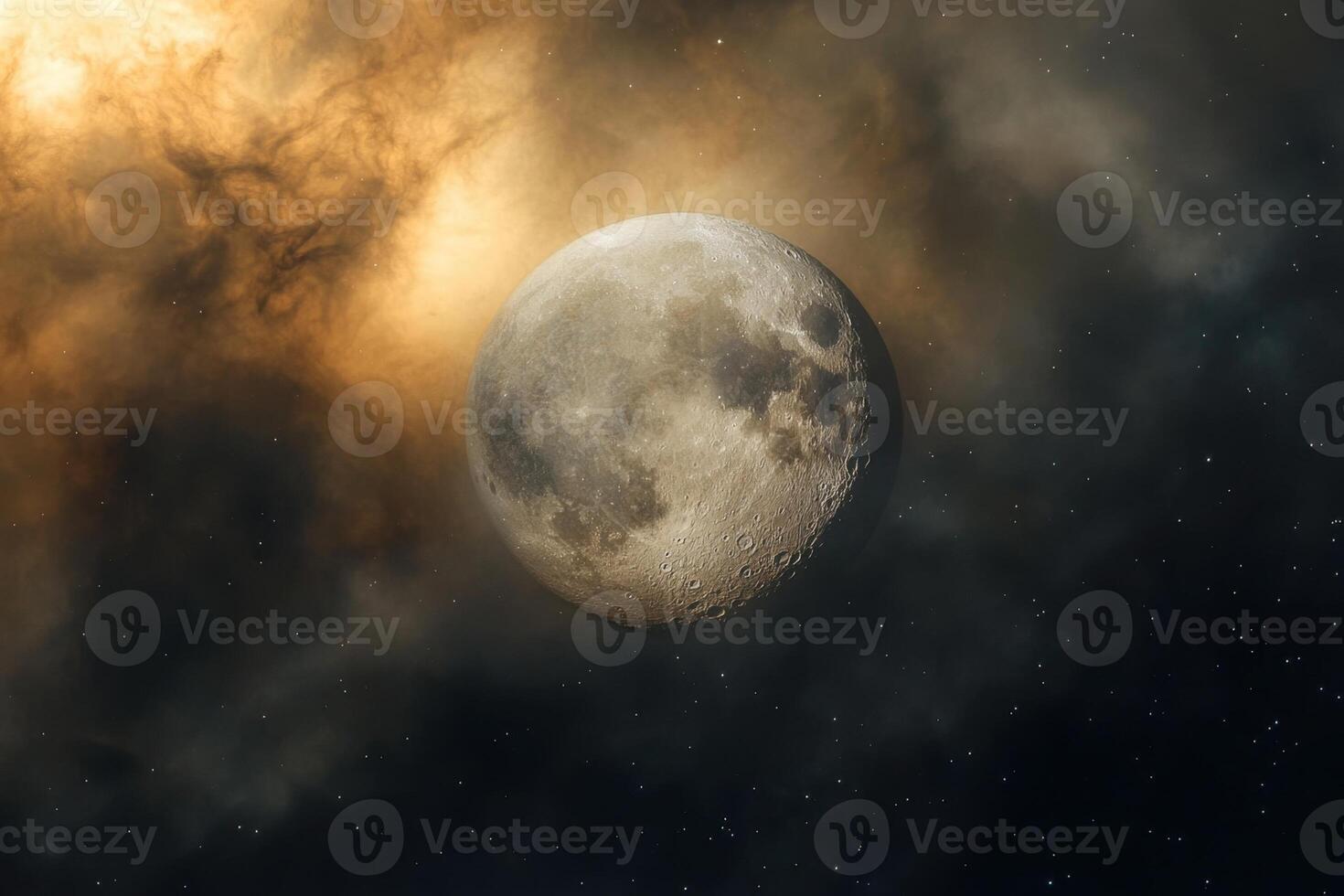 The moon is seen in the sky with clouds photo