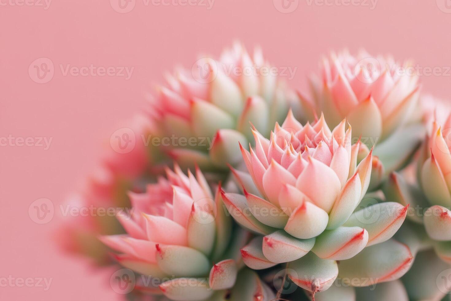 Close-up of pink-hued succulent plants against a soft background. photo