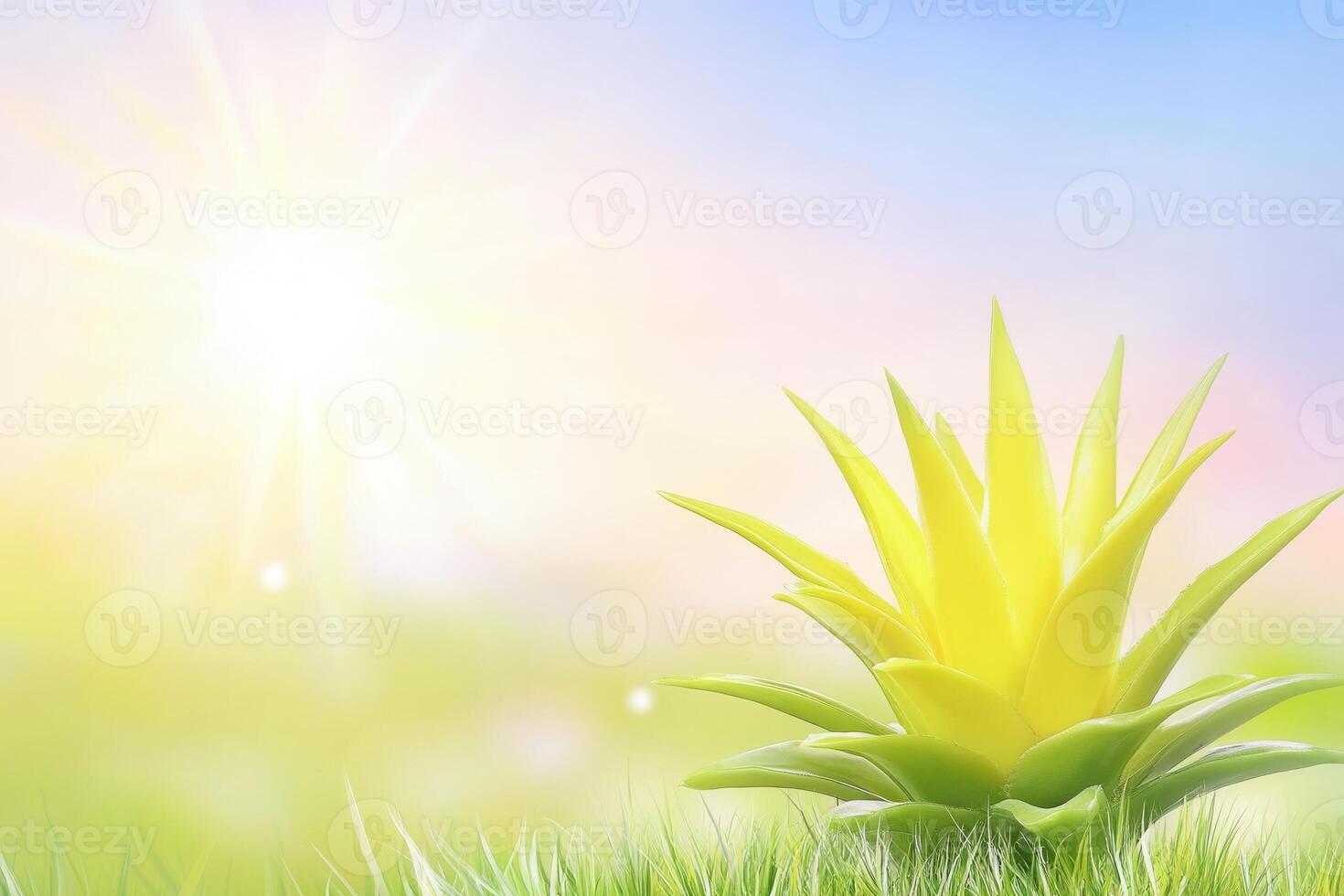 Bright plant against a soft, sunny background. photo