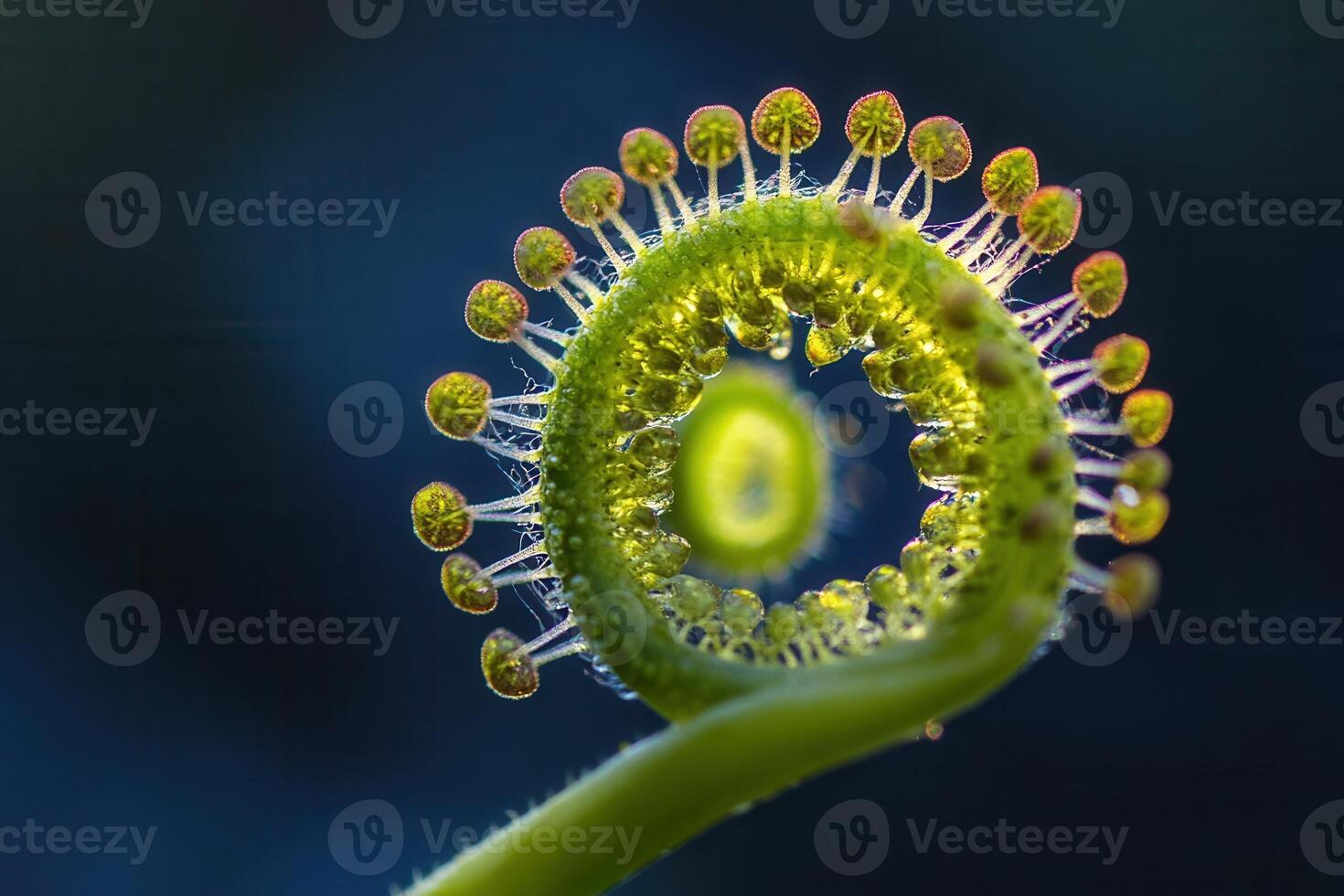 Close-up of a spiraling green plant structure. photo