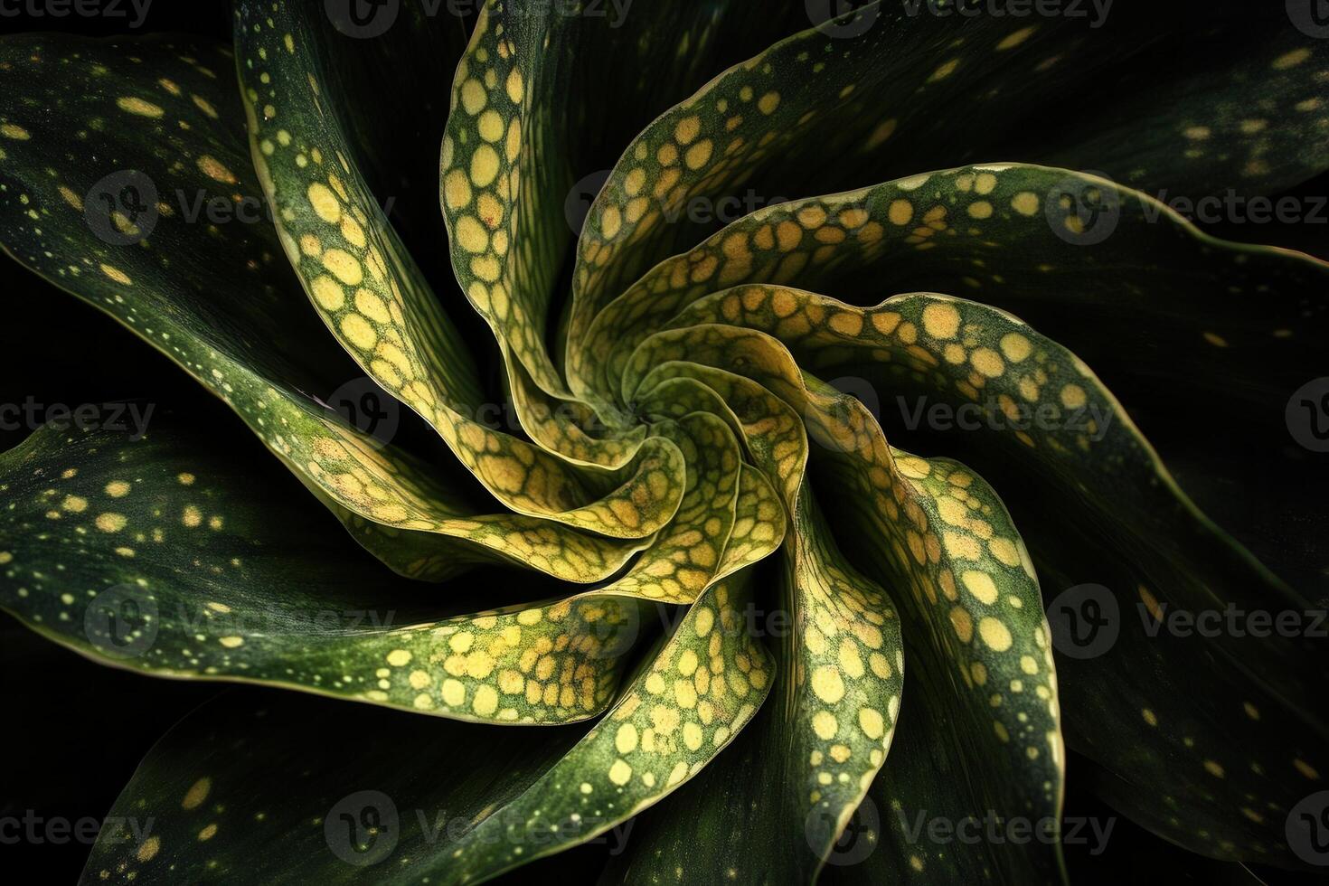 A close-up view of a spiraling green plant. photo