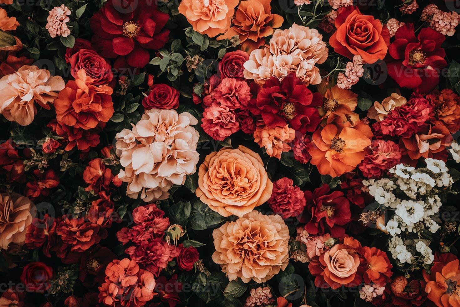 A vibrant arrangement of colorful flowers in full bloom. photo