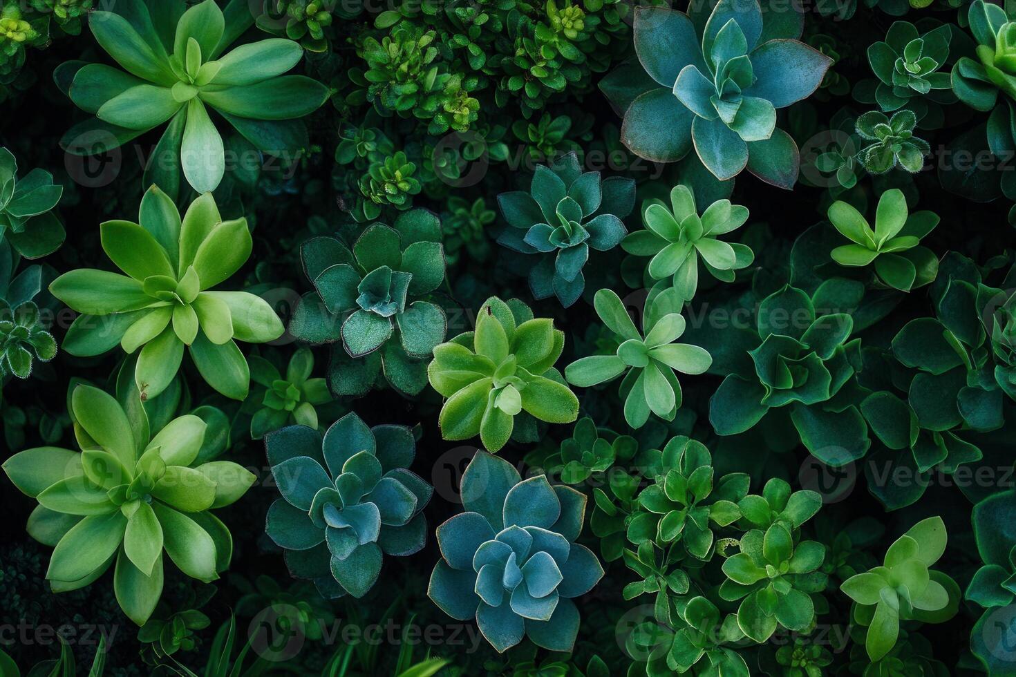 A vibrant assortment of green succulents and plants. photo