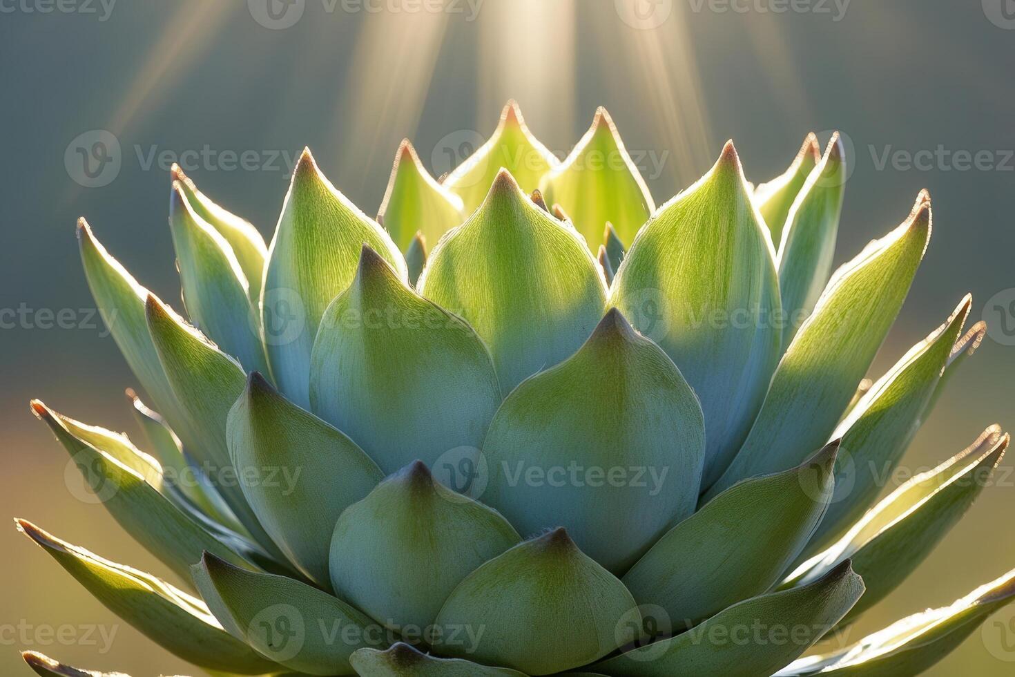 Close-up of a succulent plant with radiant lighting. photo