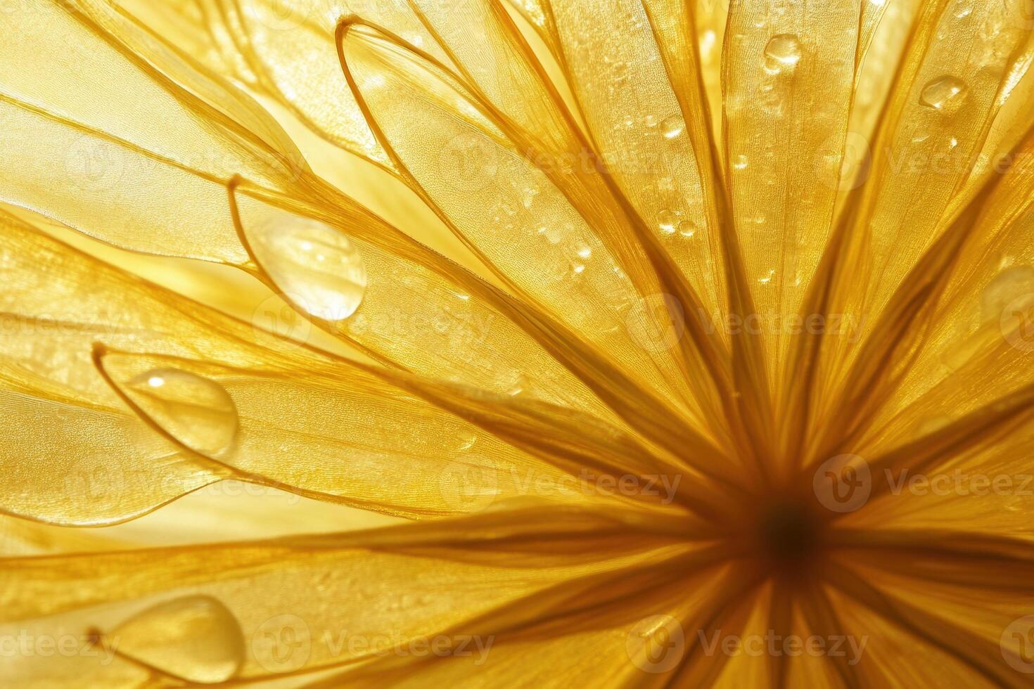 Close-up of a yellow flower with water droplets. photo