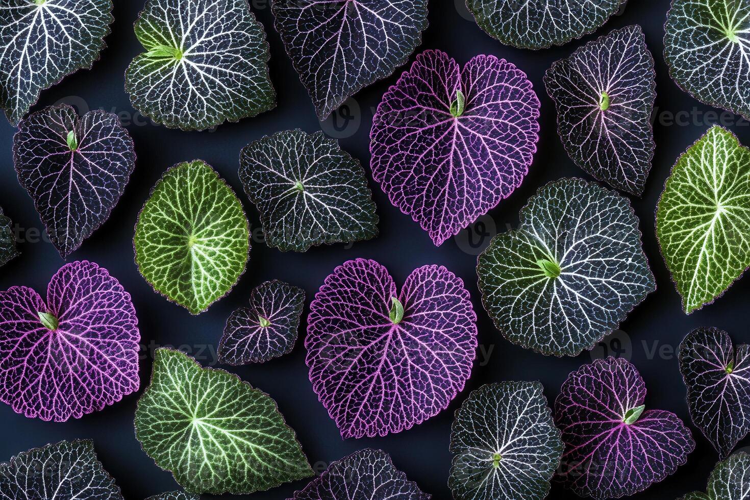 Colorful leaves with intricate vein patterns. photo