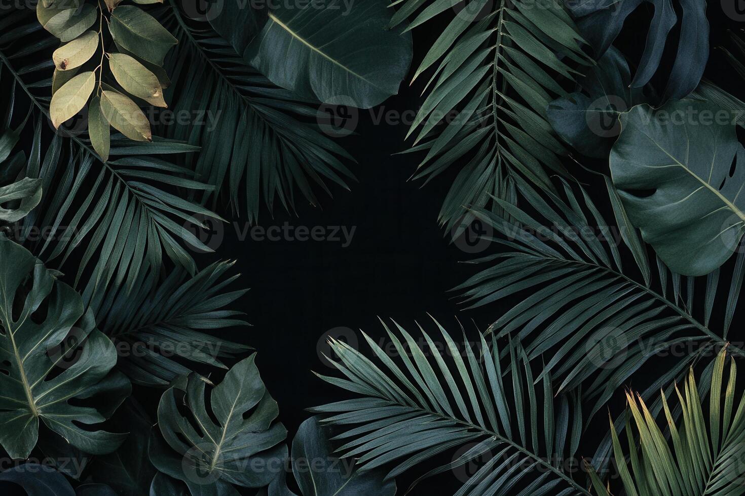Lush green leaves arranged in a decorative pattern. photo