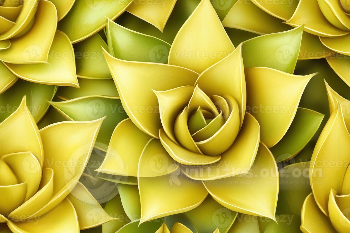 Vibrant yellow succulent plants arranged in a pattern. photo