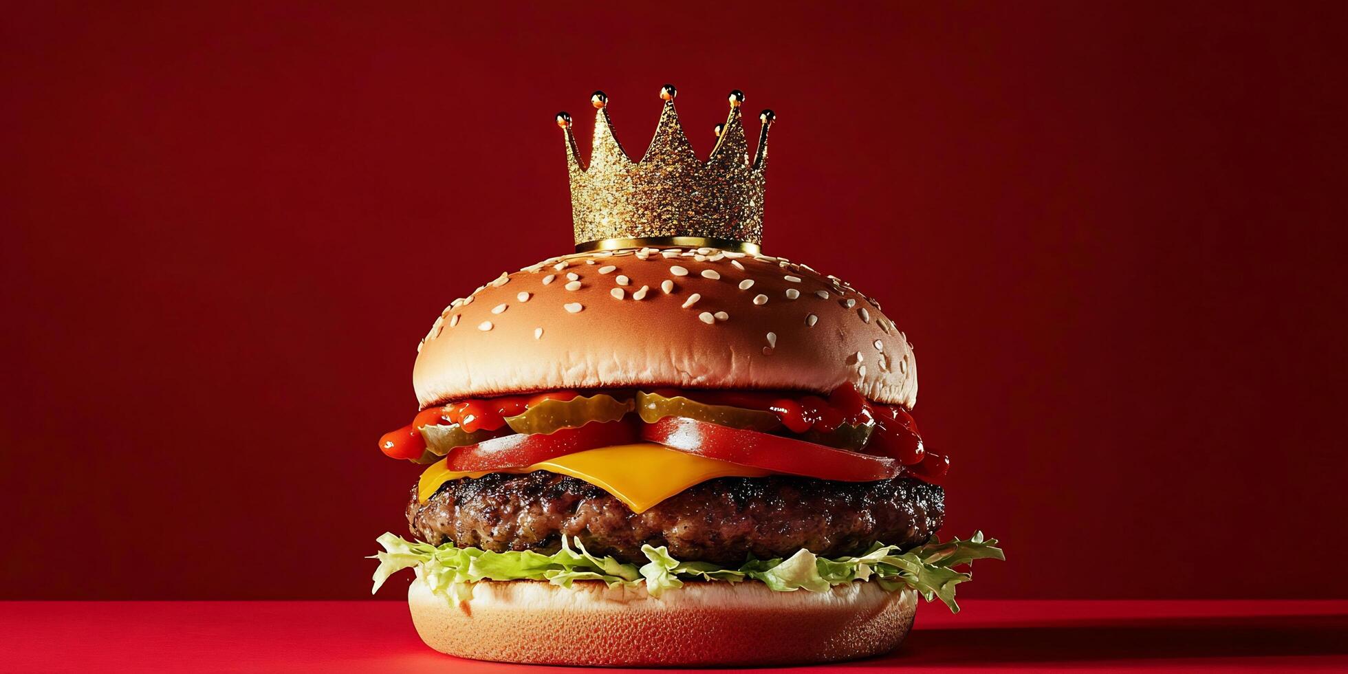 A hamburger with a crown on top of it photo