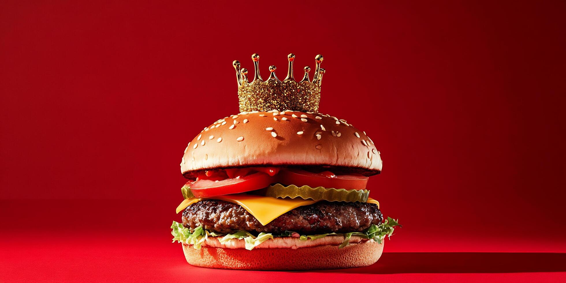 A hamburger with a crown on top of it photo