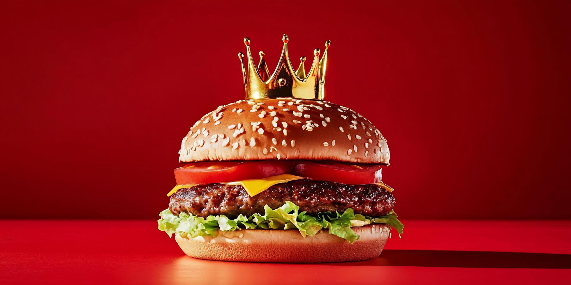 A hamburger with a crown on top of it photo