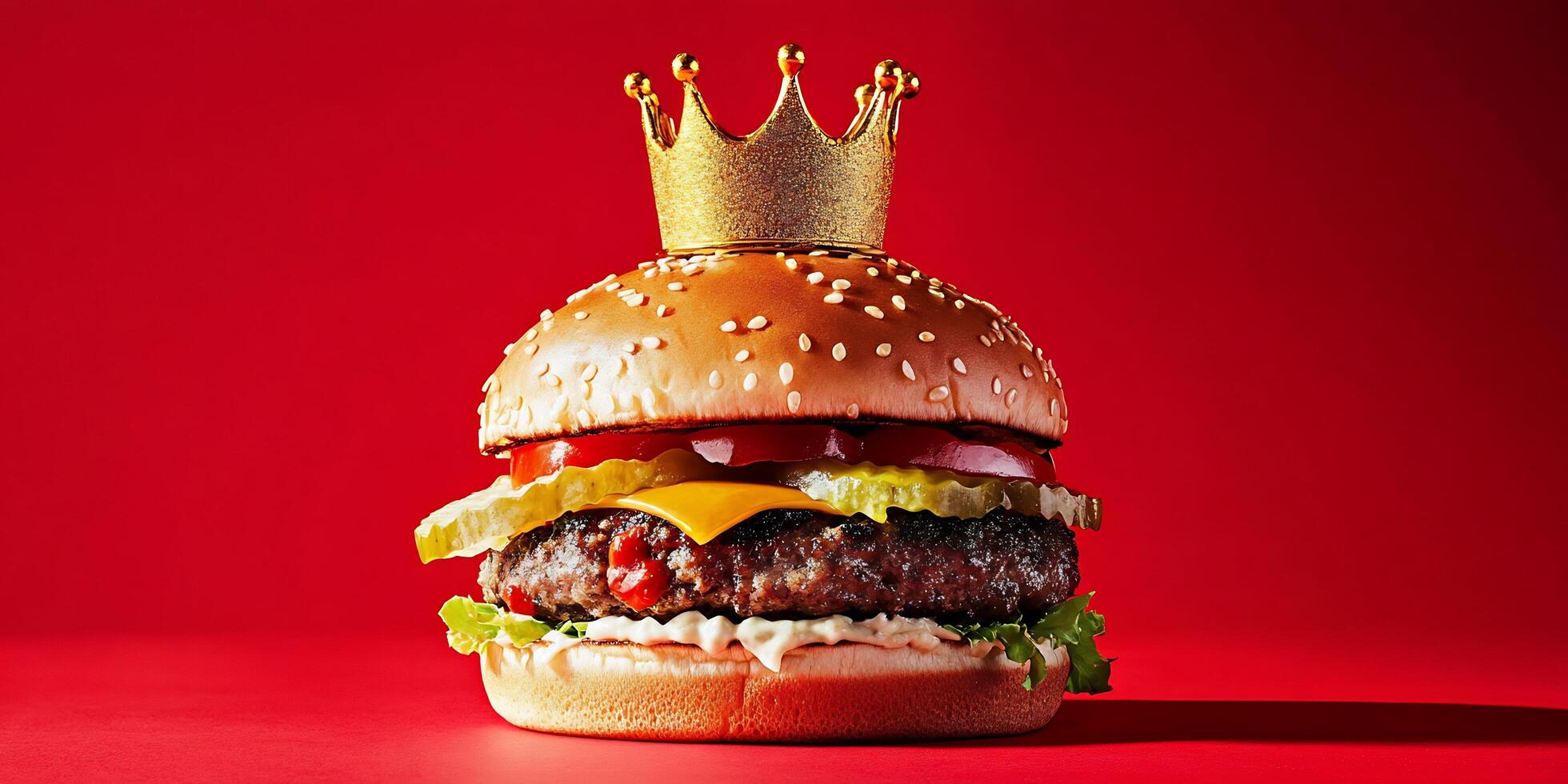 A hamburger with a crown on top of it photo