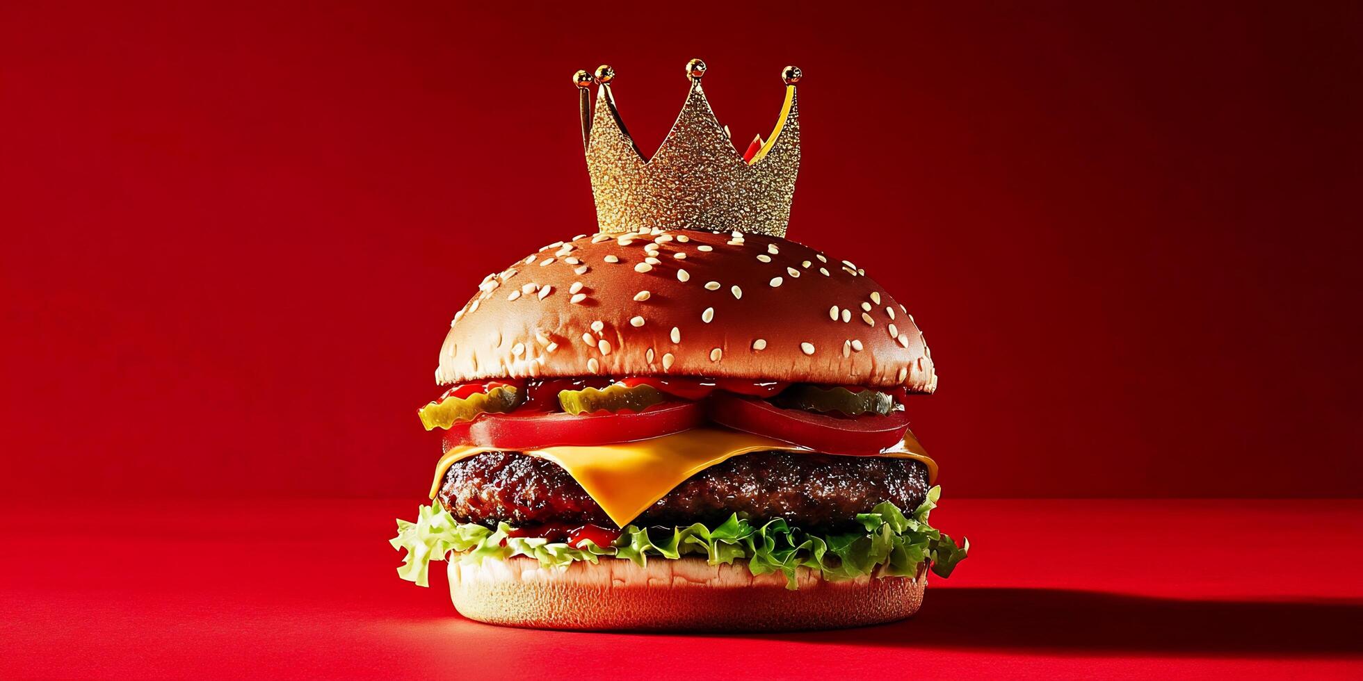 A hamburger with a crown on top of it photo