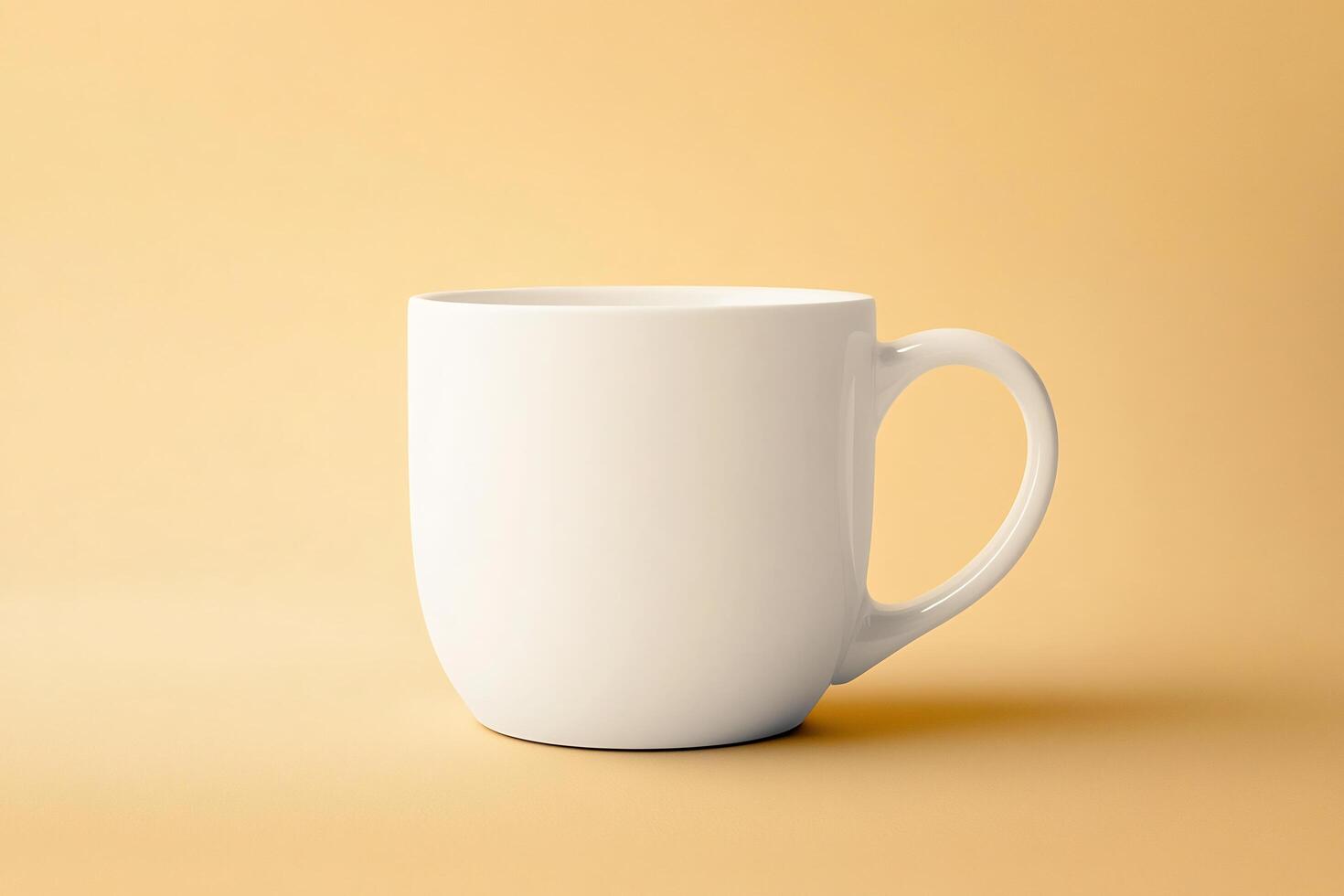 White mug mockup on yellow background photo