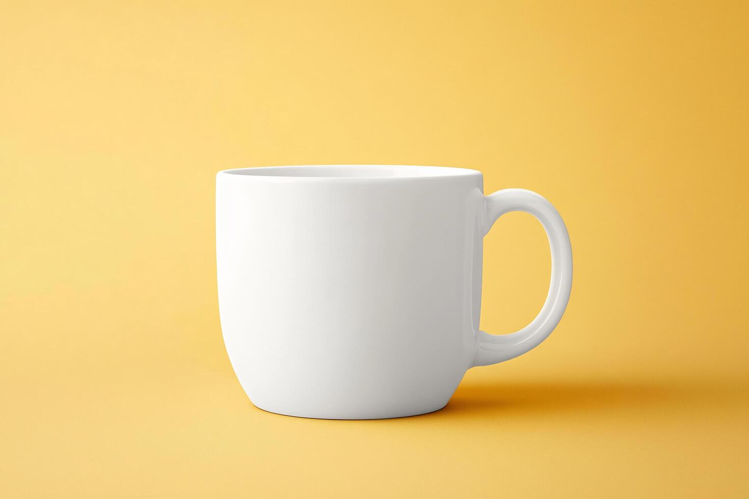 White mug mockup on yellow background photo
