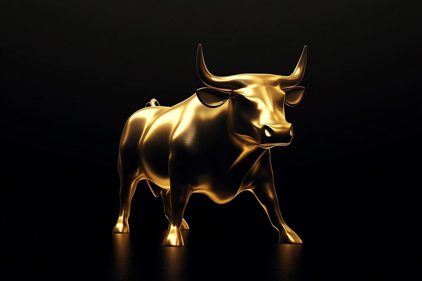 Gold bull on black background 3d illustration photo