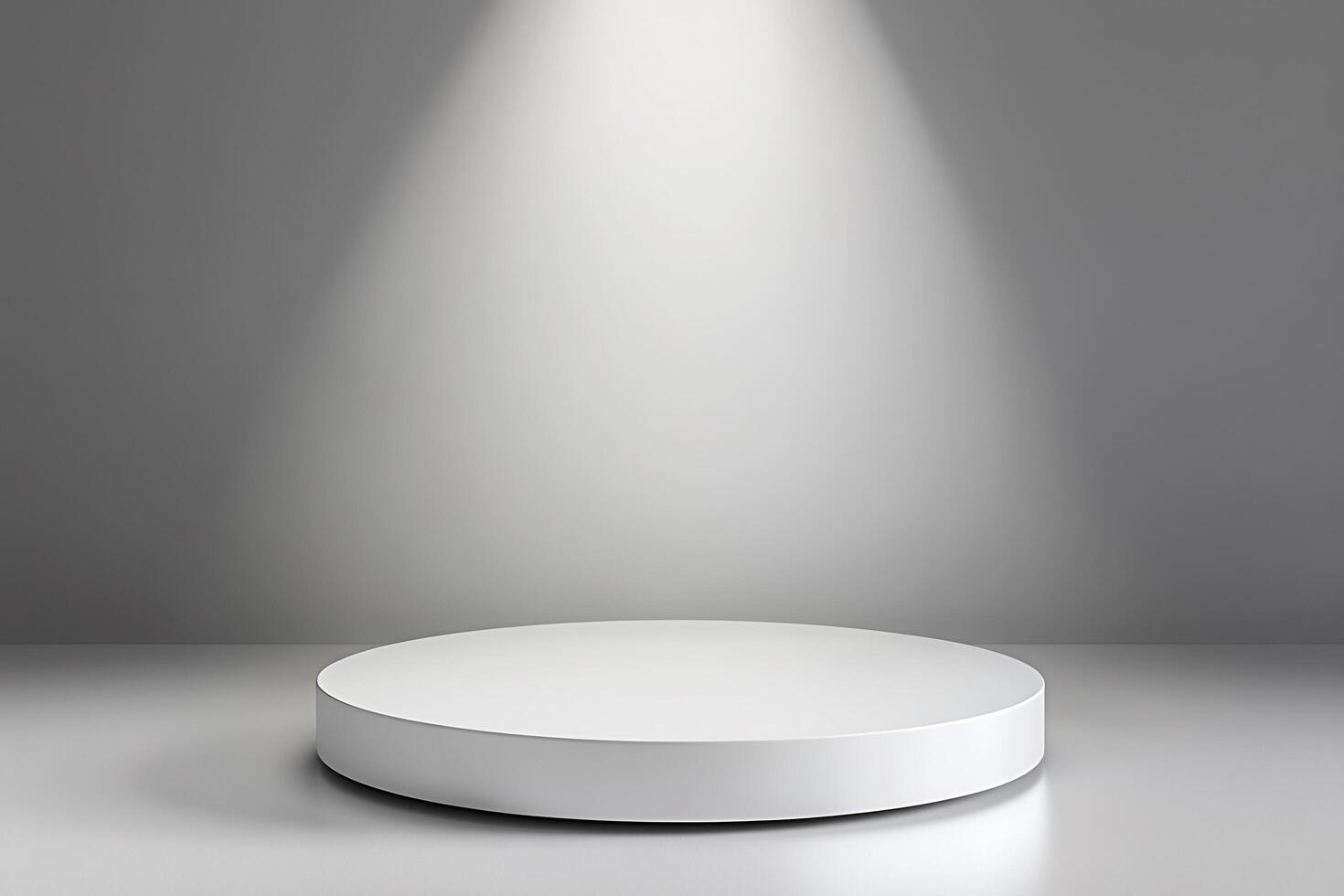 Round podium with spotlight on white background 3d rendering photo