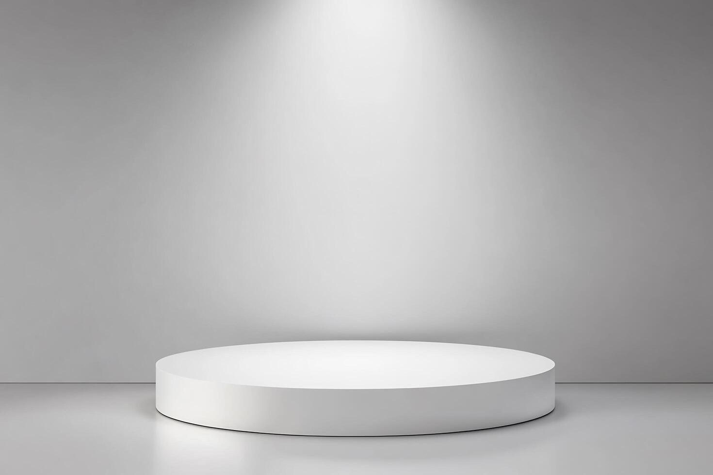 Round podium with spotlight on white background photo
