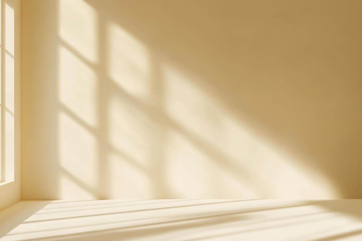 An empty room with sunlight streaming through the window photo