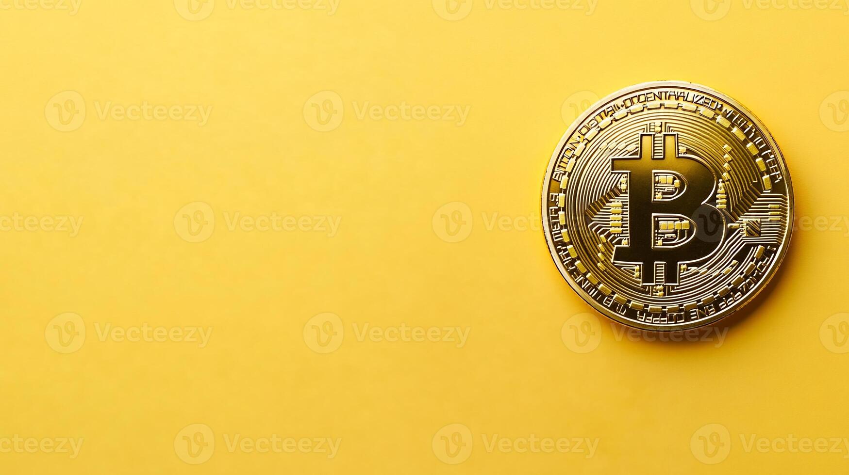 Bitcoin on yellow background photo