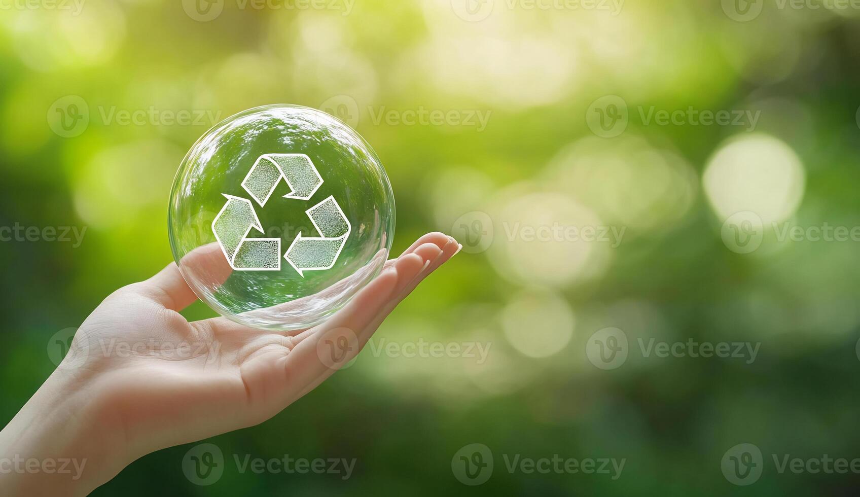Recycling concept in hand photo
