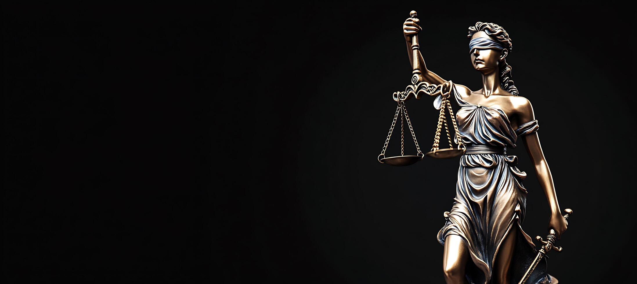 A statue of lady justice holding a sword photo