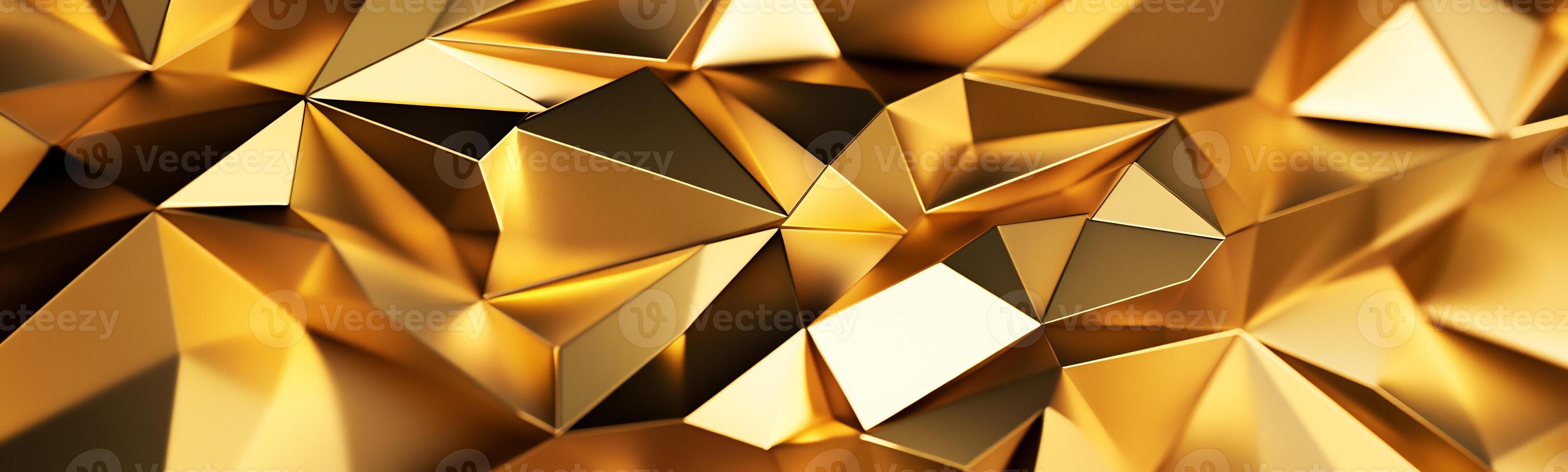 Golden 3d background with triangles photo