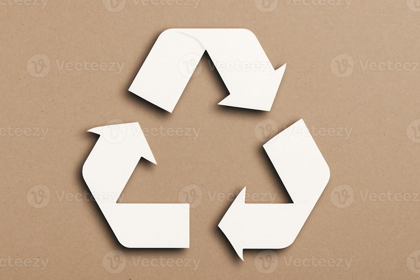 Recycle symbol on brown paper background photo
