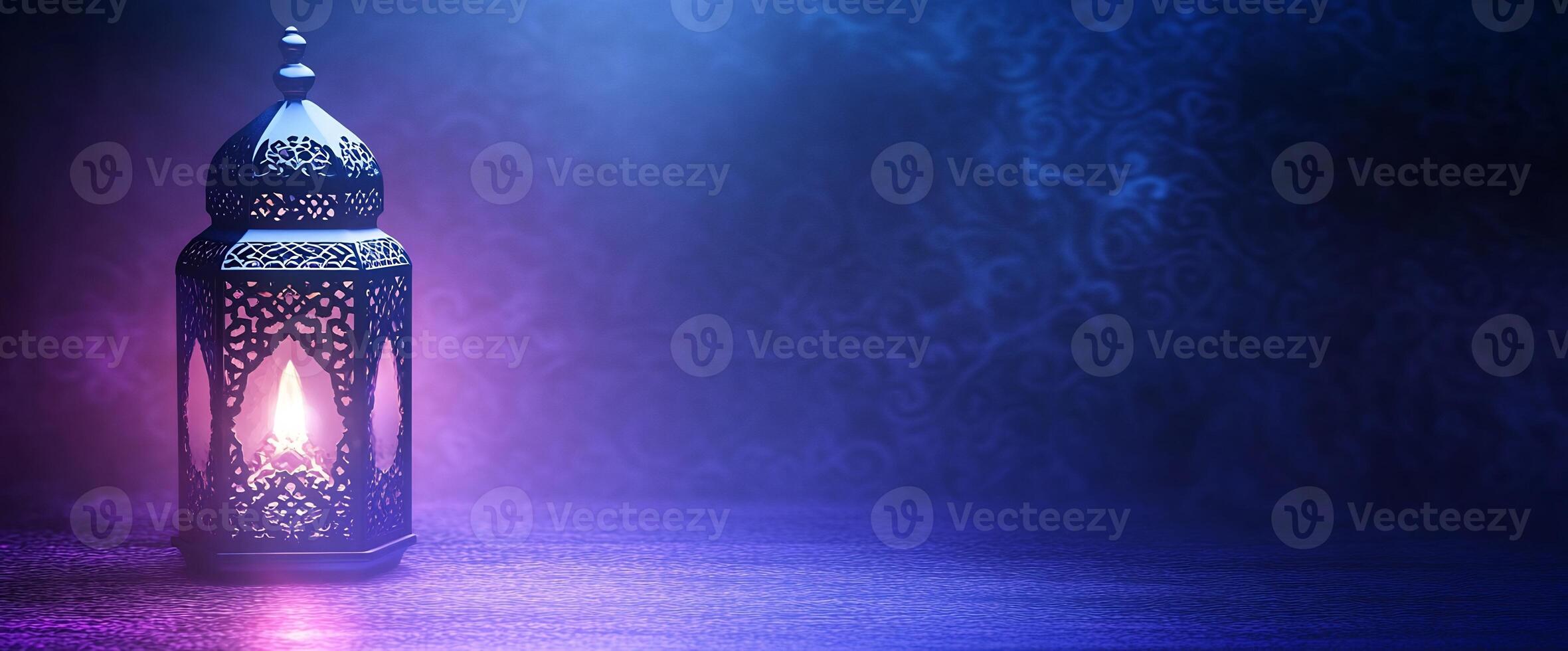 A purple lamp with a blue light photo