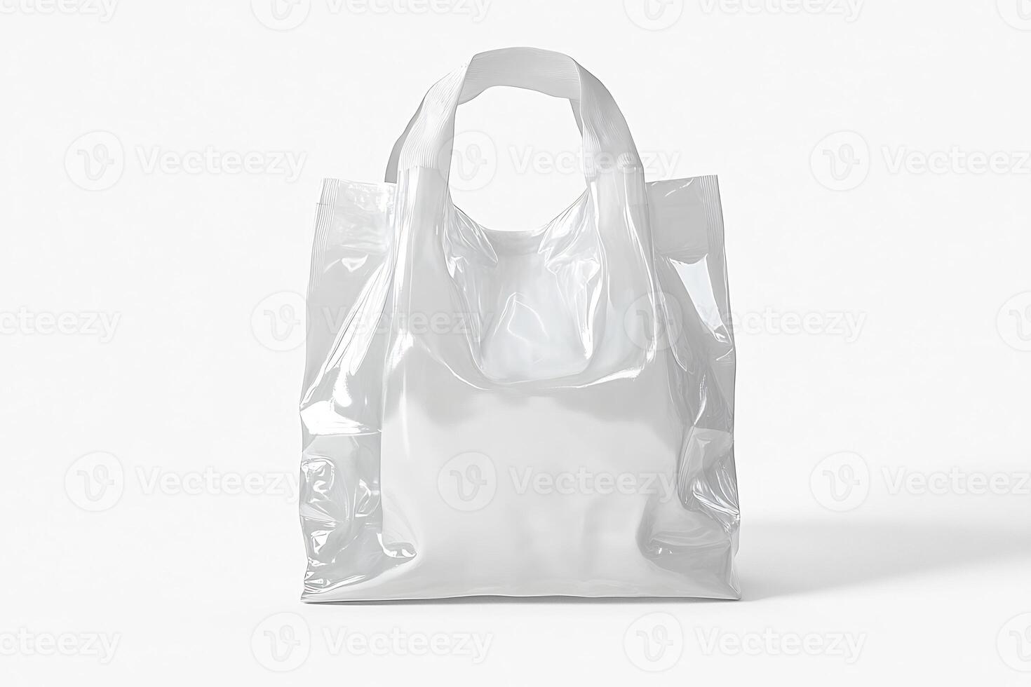 A white plastic bag on a white surface photo