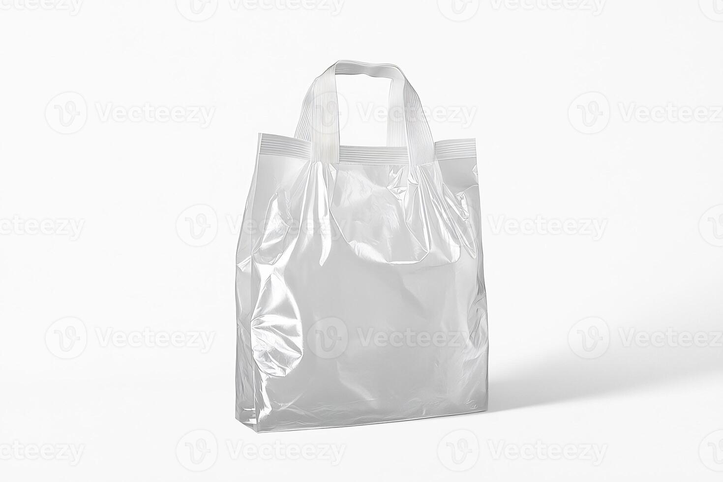 A white plastic bag on a white surface photo