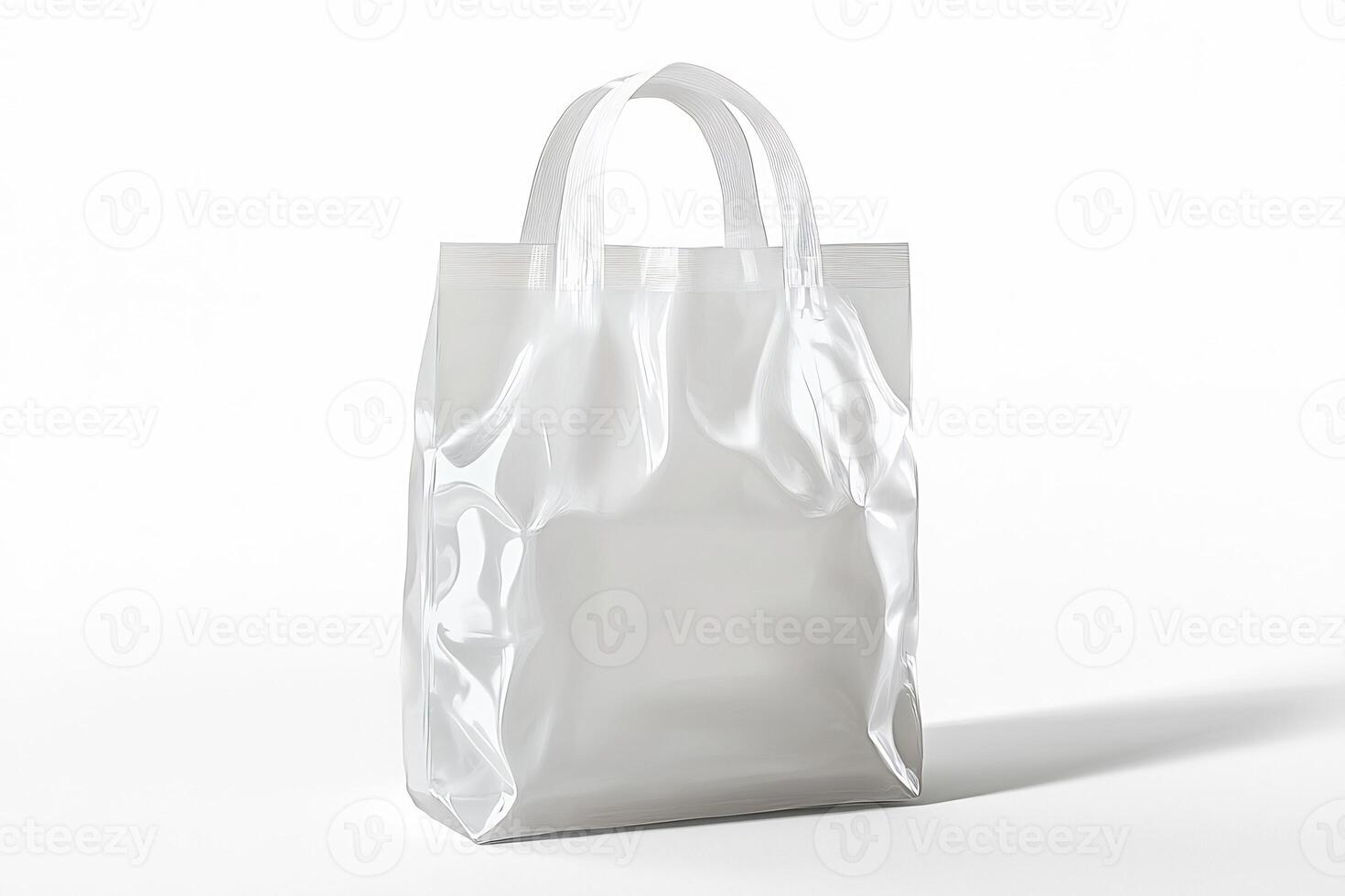 A white plastic bag on a white surface photo