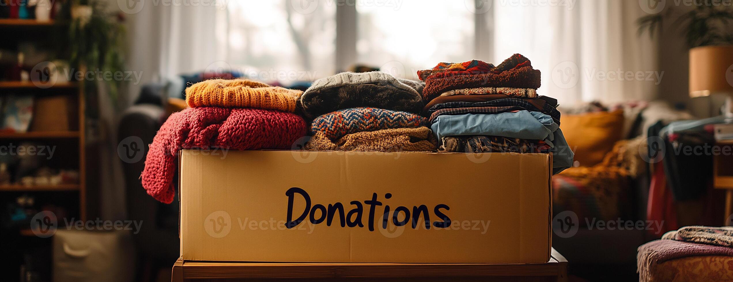 Donations in a box photo